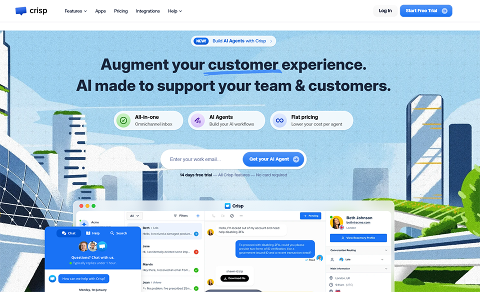 Illustration de Crisp Chat sur la page du deal de Freelance Stack