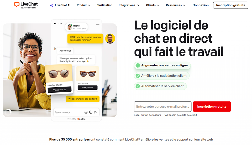 Illustration de LiveChat sur la page du deal de Freelance Stack