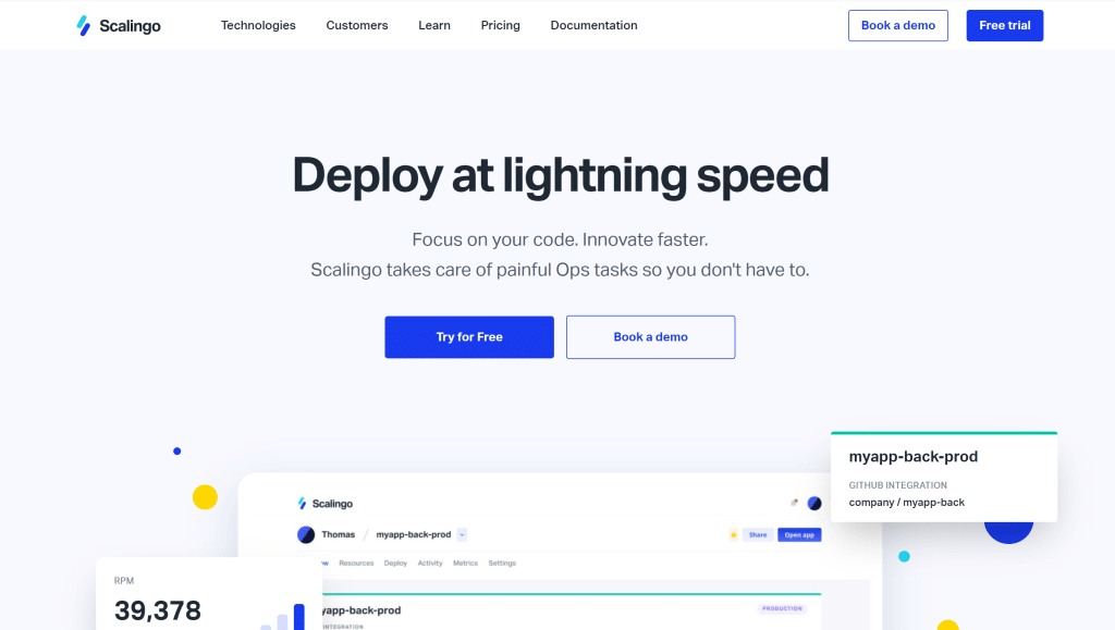 Illustration de Scalingo sur la page du deal de Freelance Stack