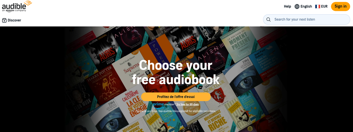 Illustration de Audible sur la page du deal de Freelance Stack
