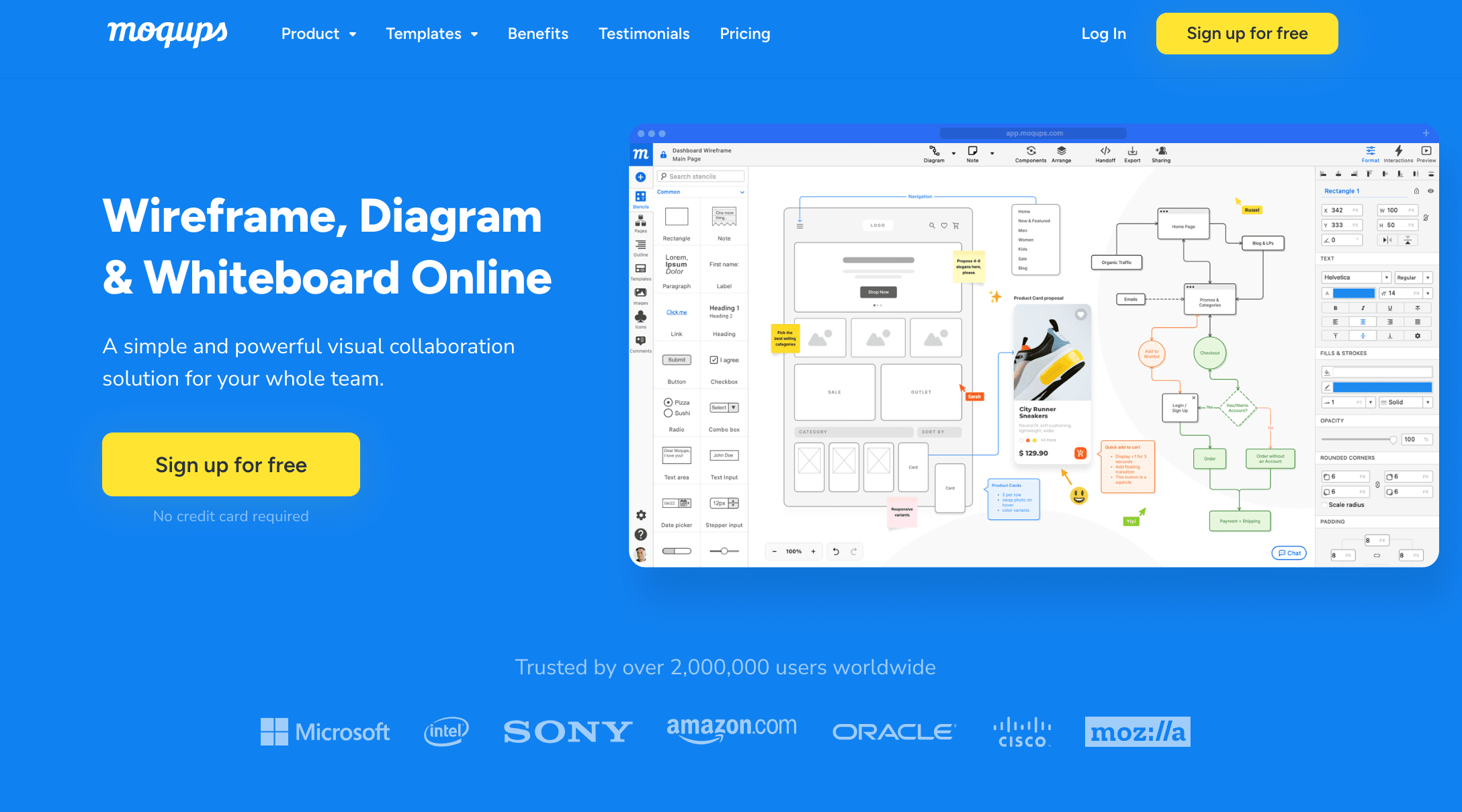 Illustration de Moqups sur la page du deal de Freelance Stack