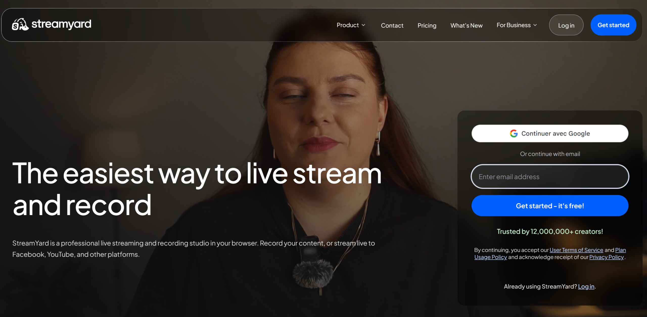 Illustration de StreamYard sur la page du deal de Freelance Stack
