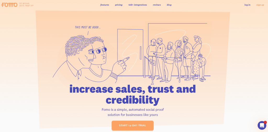 Ilustración de Fomo en la página de la oferta Freelance Stack