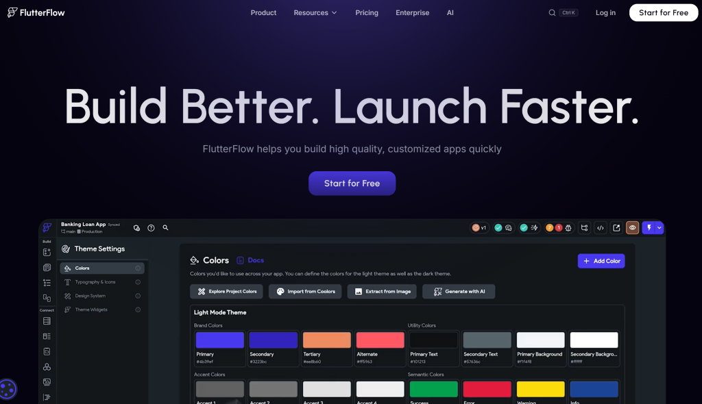 Illustration von FlutterFlow auf der Angebotsseite Freelance Stack