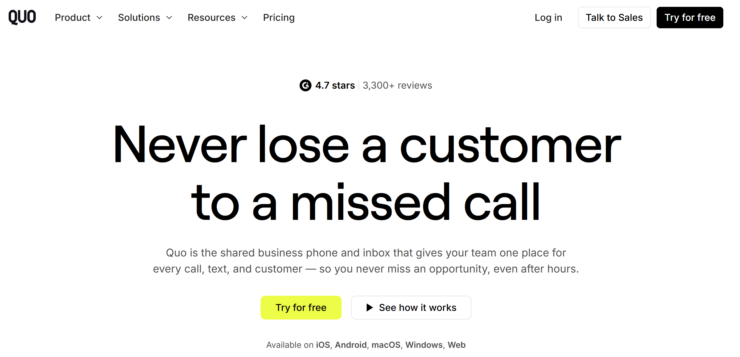 Illustration de Quo (formerly OpenPhone) sur la page du deal de Freelance Stack