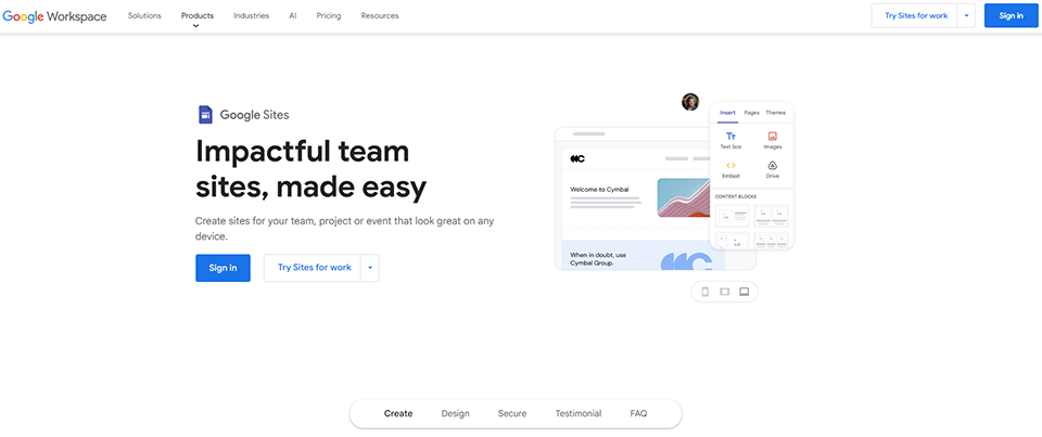 Illustration de Google Sites sur la page du deal de Freelance Stack