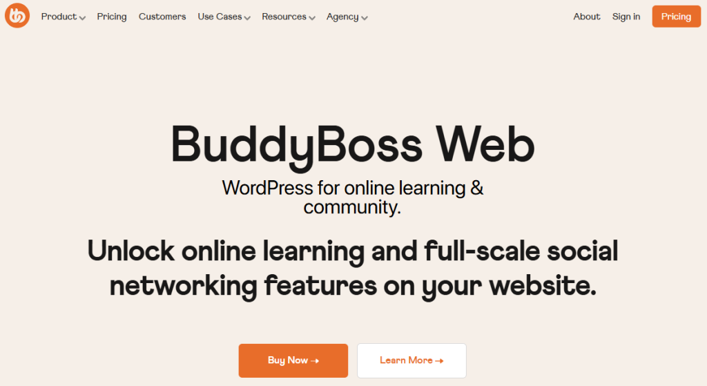 Abbildung der BuddyBoss-Website
