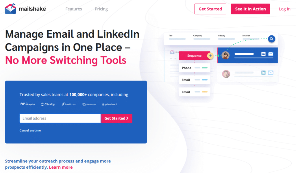 Ilustración de Mailshake en la página de la oferta Freelance Stack