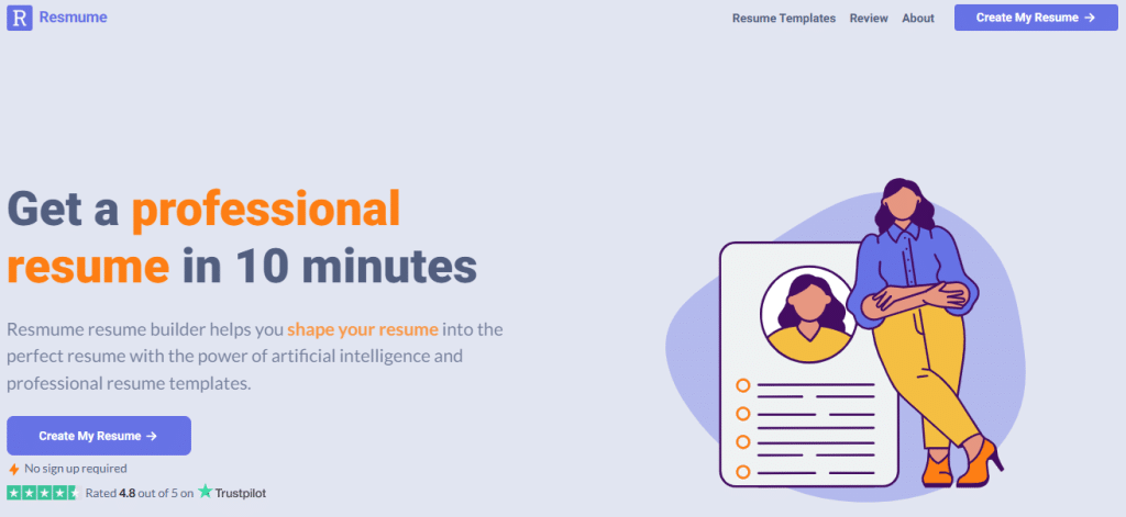 Ilustración de Resmume en la página de la oferta Freelance Stack