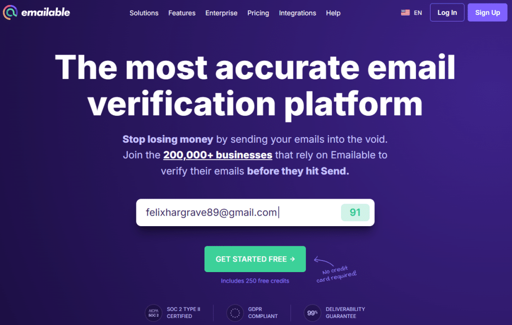 Illustration von Emailable auf der Angebotsseite Freelance Stack