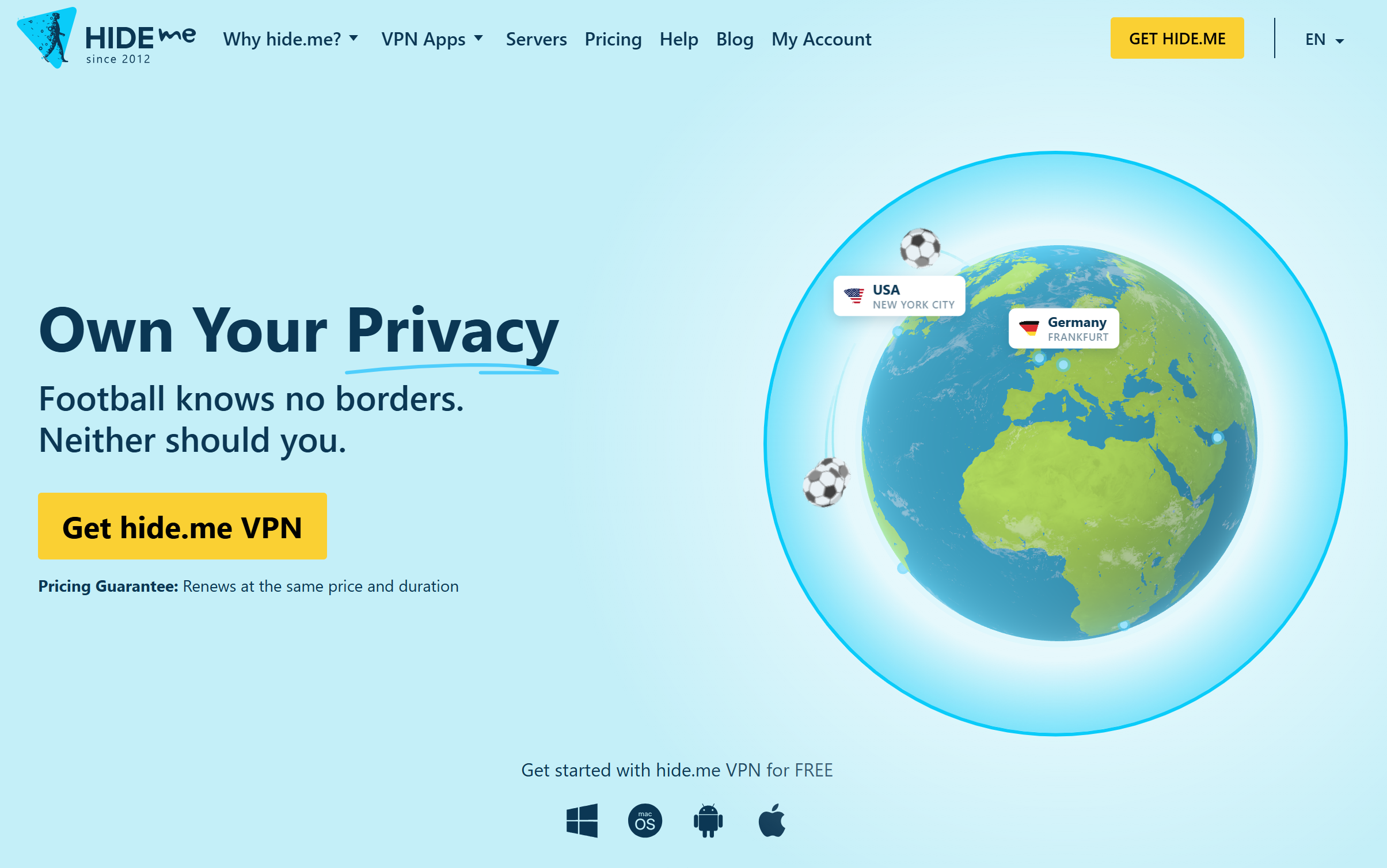 Illustration de Hide.me VPN sur la page du deal de Freelance Stack