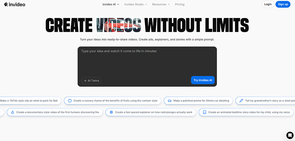Illustration de Invideo AI sur la page du deal de Freelance Stack