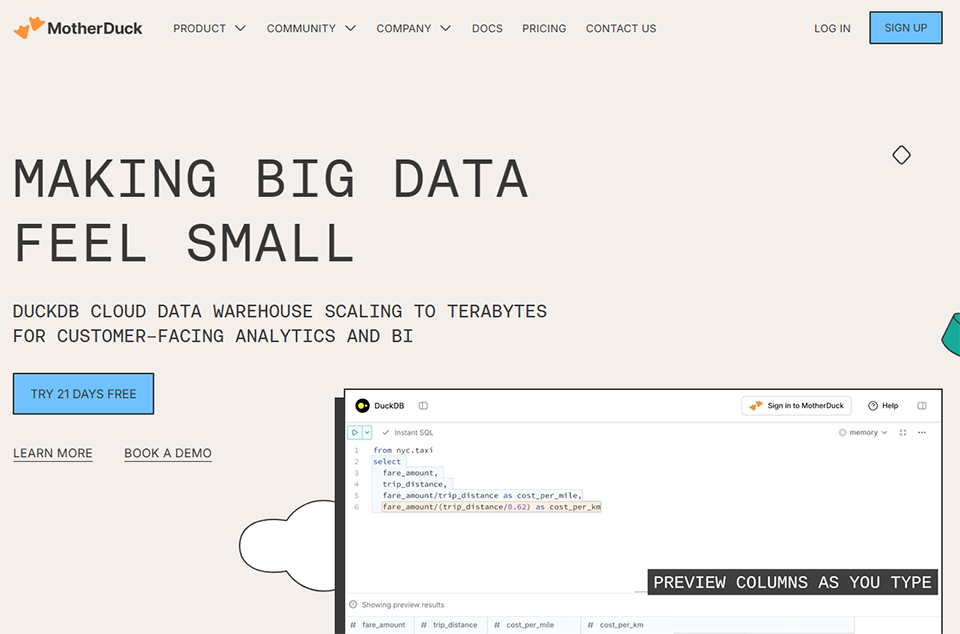 Illustration de MotherDuck sur la page du deal de Freelance Stack