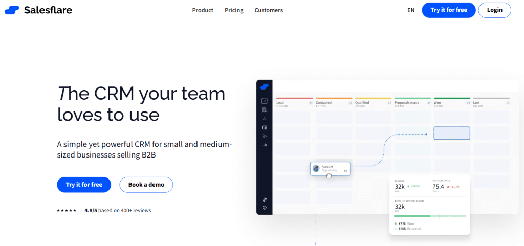 Illustration de Salesflare sur la page du deal de Freelance Stack