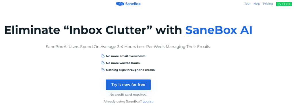 Illustration de Sanebox sur la page du deal de Freelance Stack