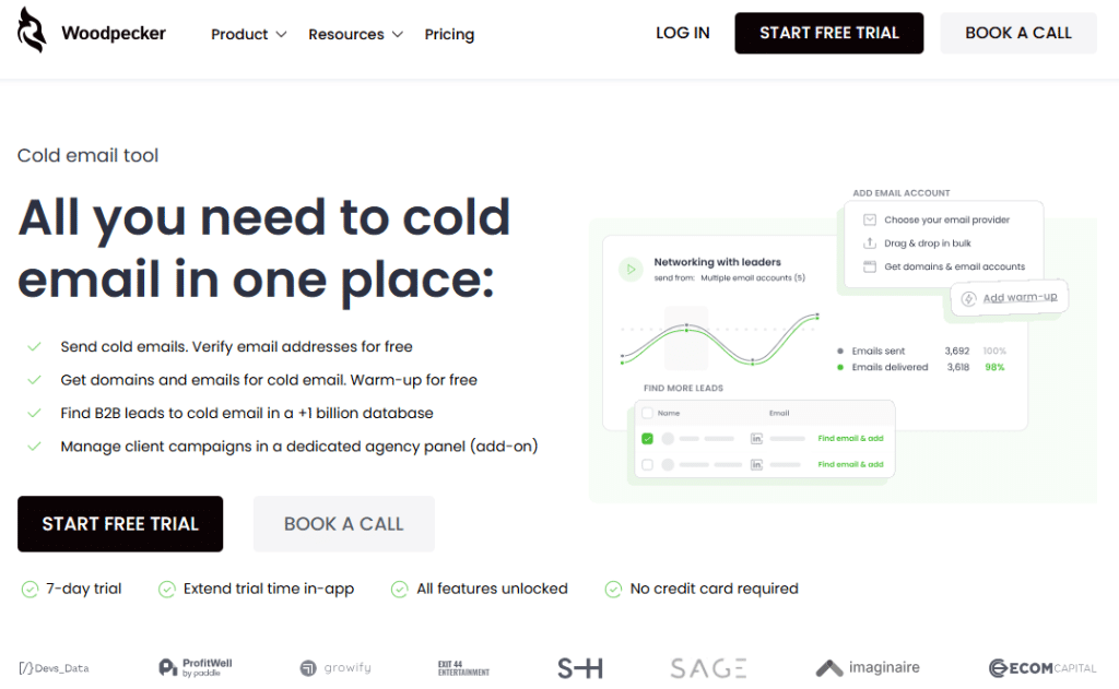 Illustration de Woodpecker sur la page du deal de Freelance Stack