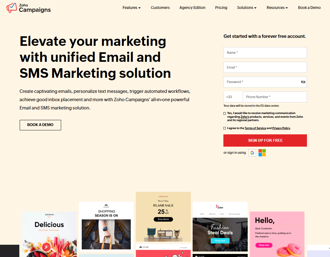 Illustration of Zoho Campaigns on Freelance Stack's deal page