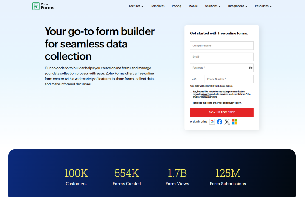 Illustration von Zoho Forms auf der Angebotsseite Freelance Stack