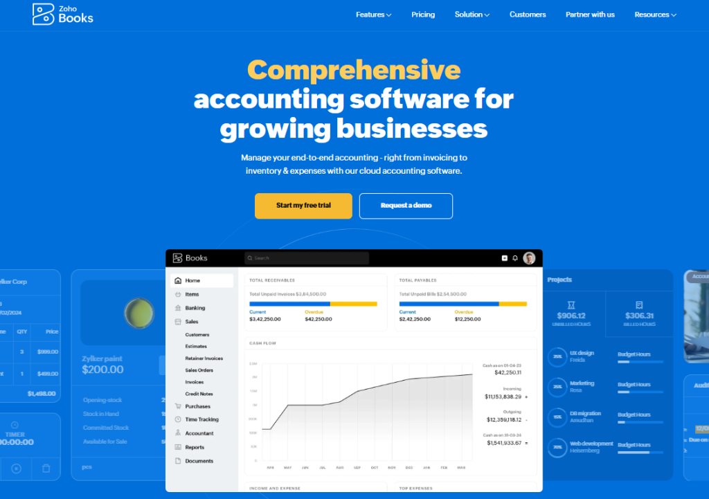 Illustration de Zoho Books sur la page du deal de Freelance Stack