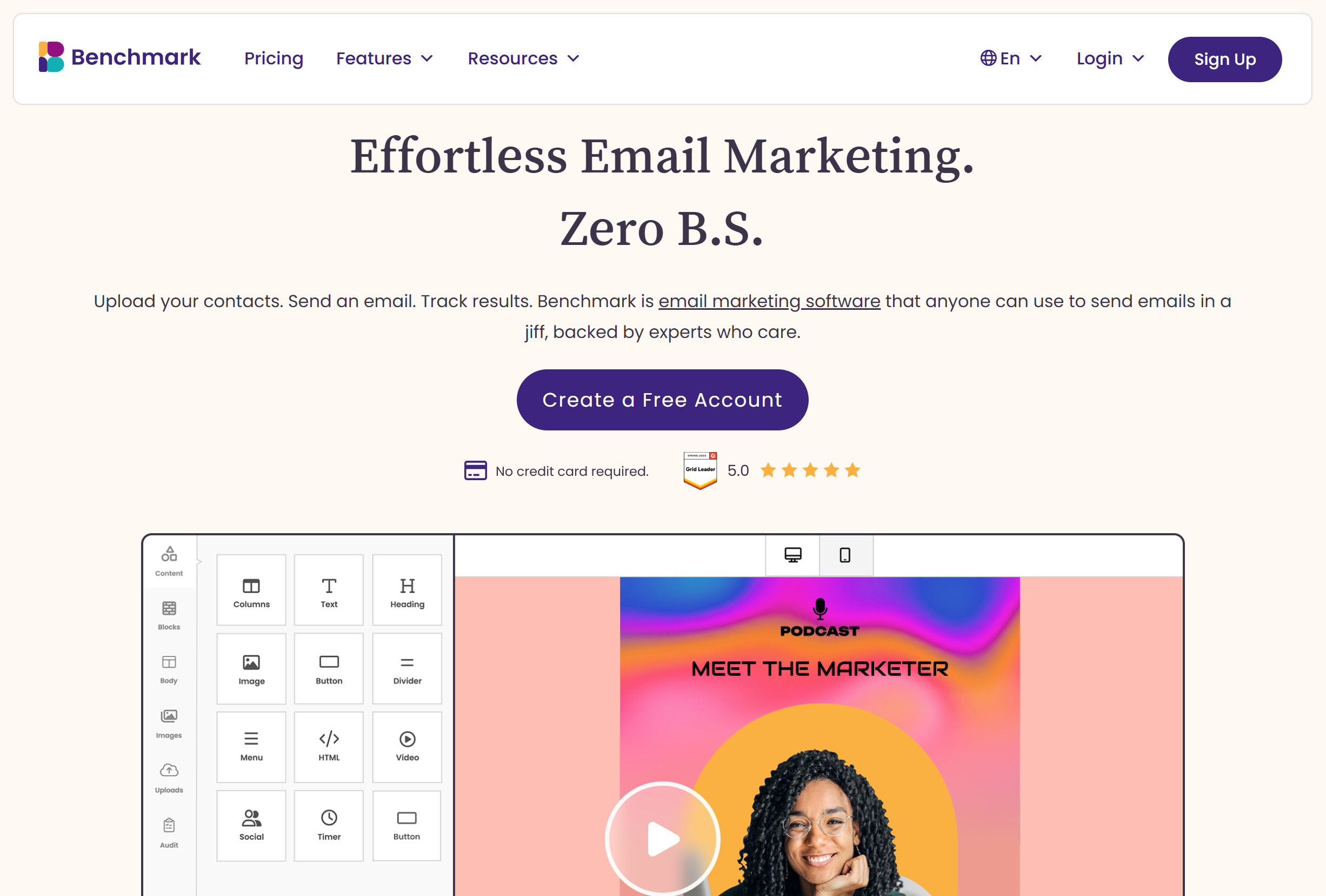 Illustration de Benchmark Email sur la page du deal de Freelance Stack