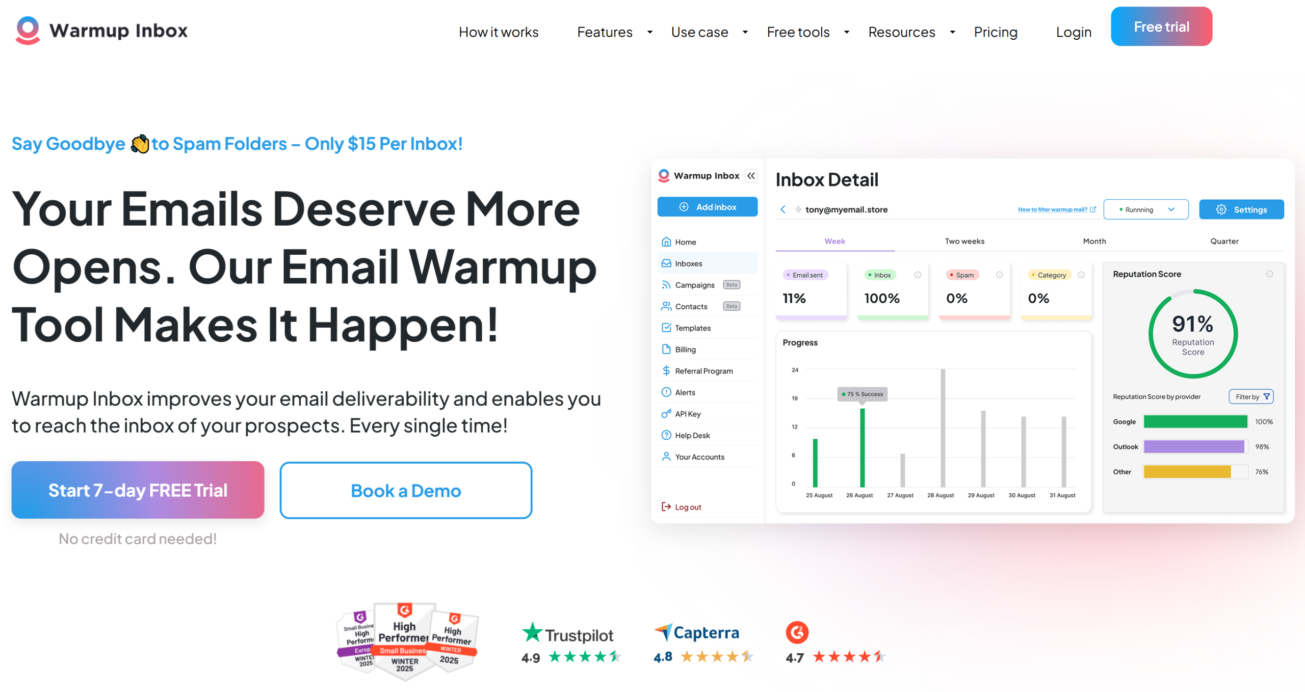 Illustration de Warmup Inbox sur la page du deal de Freelance Stack