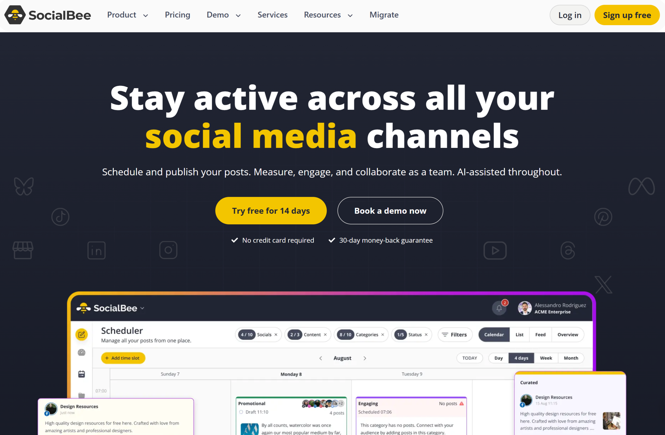 Illustration de SocialBee sur la page du deal de Freelance Stack