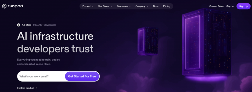 Illustration der Website von Runpod auf der Website von Freelance Stack