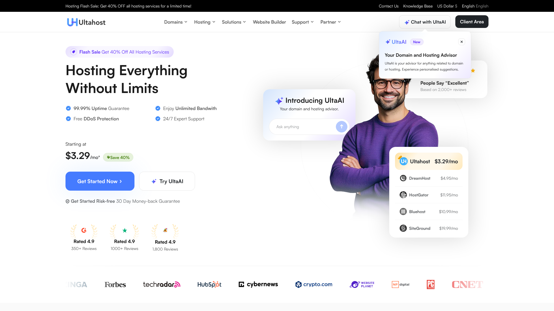 Illustration of Ultahost on Freelance Stack's deal page