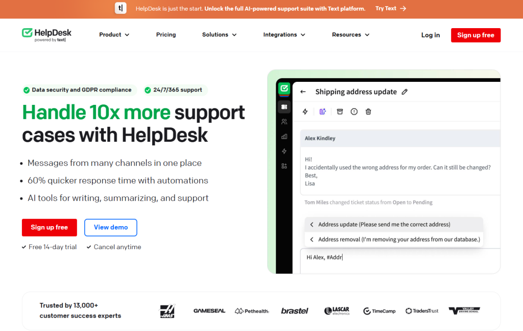 Logo de l’outil HelpDesk sur le deal de Freelance Stack