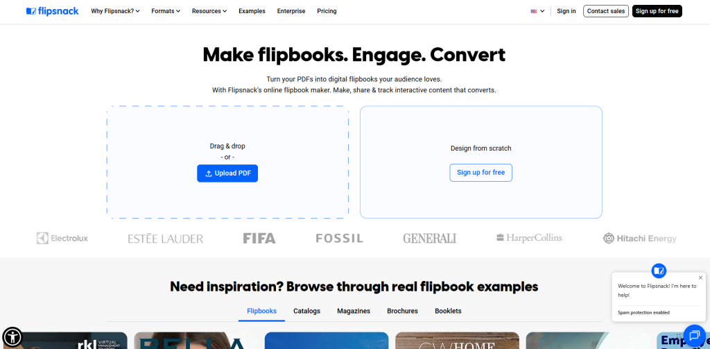 Ilustración de Flipsnack en la página de la oferta de Freelance Stack