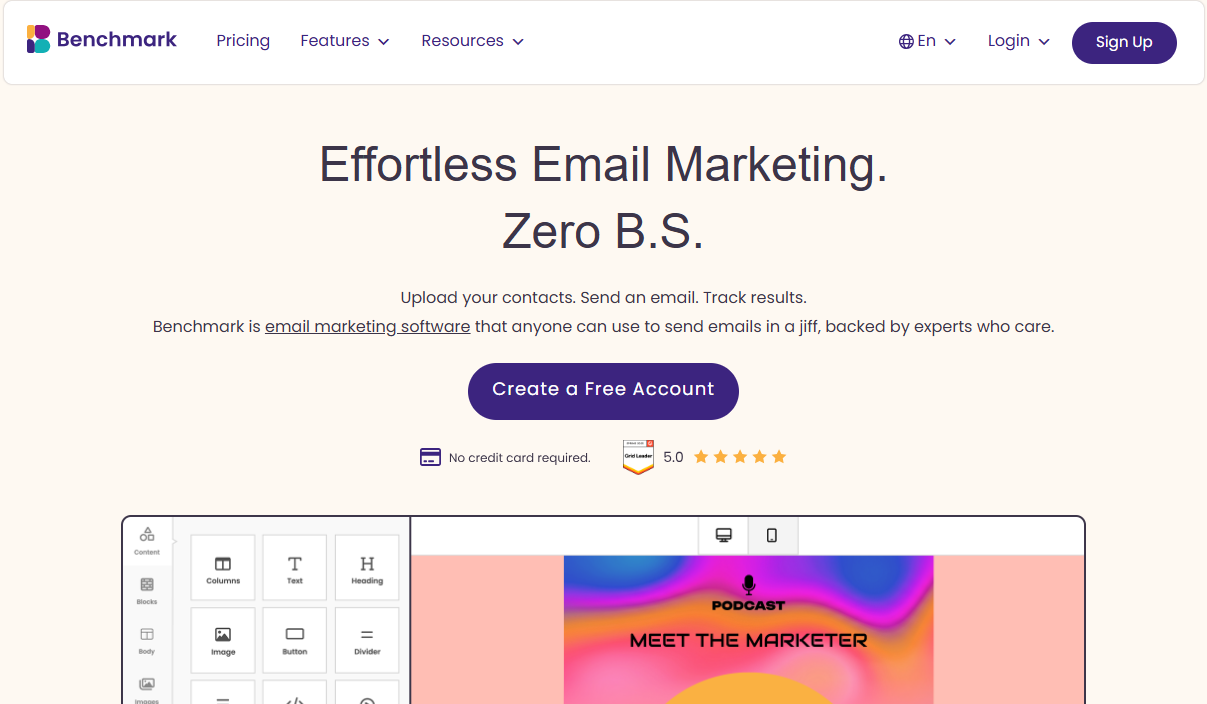 Illustration of Benchmark Email on Freelance Stack's deal page
