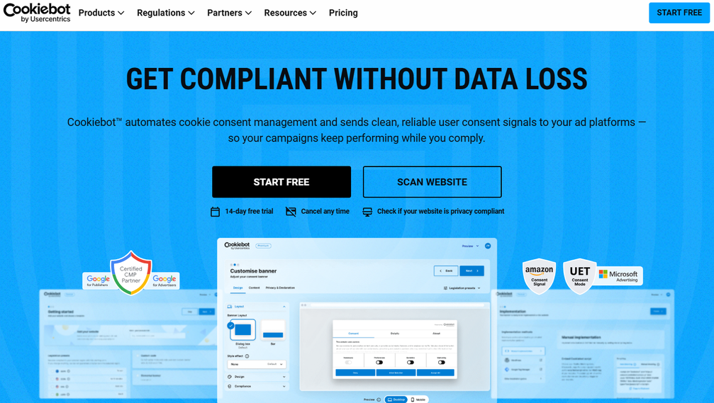 Illustration de Cookiebot sur la page du deal de Freelance Stack
