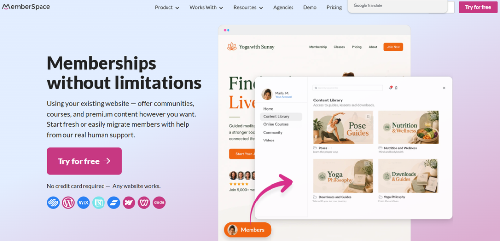 Ilustración de Memberspace en la página de la oferta Freelance Stack