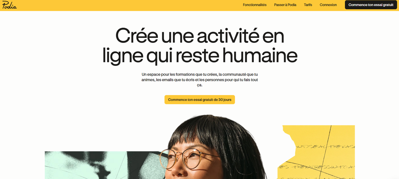 Illustration de Podia sur la page du deal de Freelance Stack