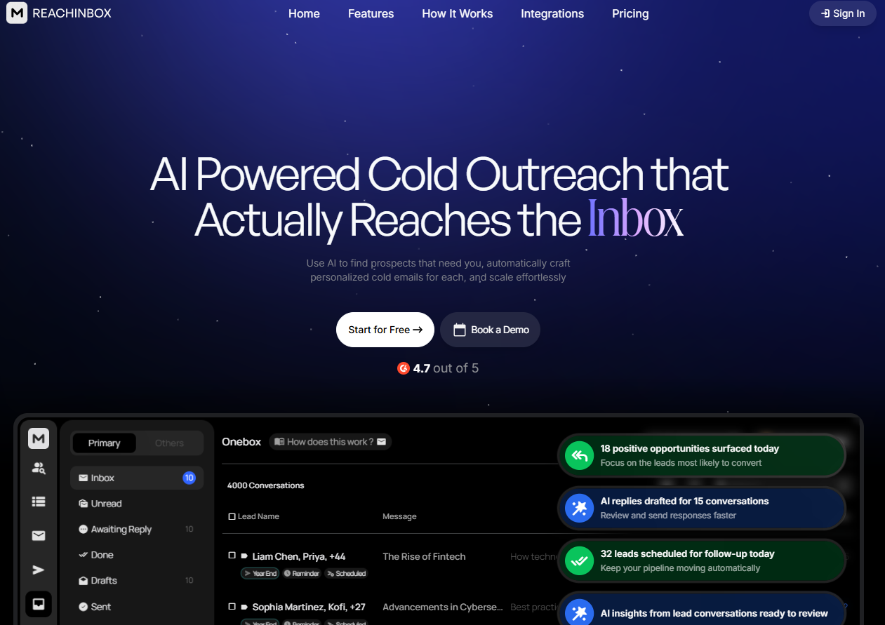 Illustration de Reachinbox sur la page du deal de Freelance Stack