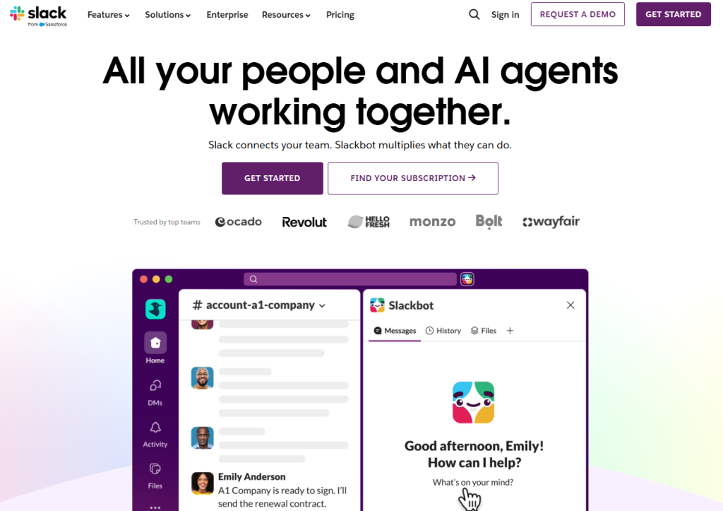 Illustration von Slack auf der Angebotsseite Freelance Stack