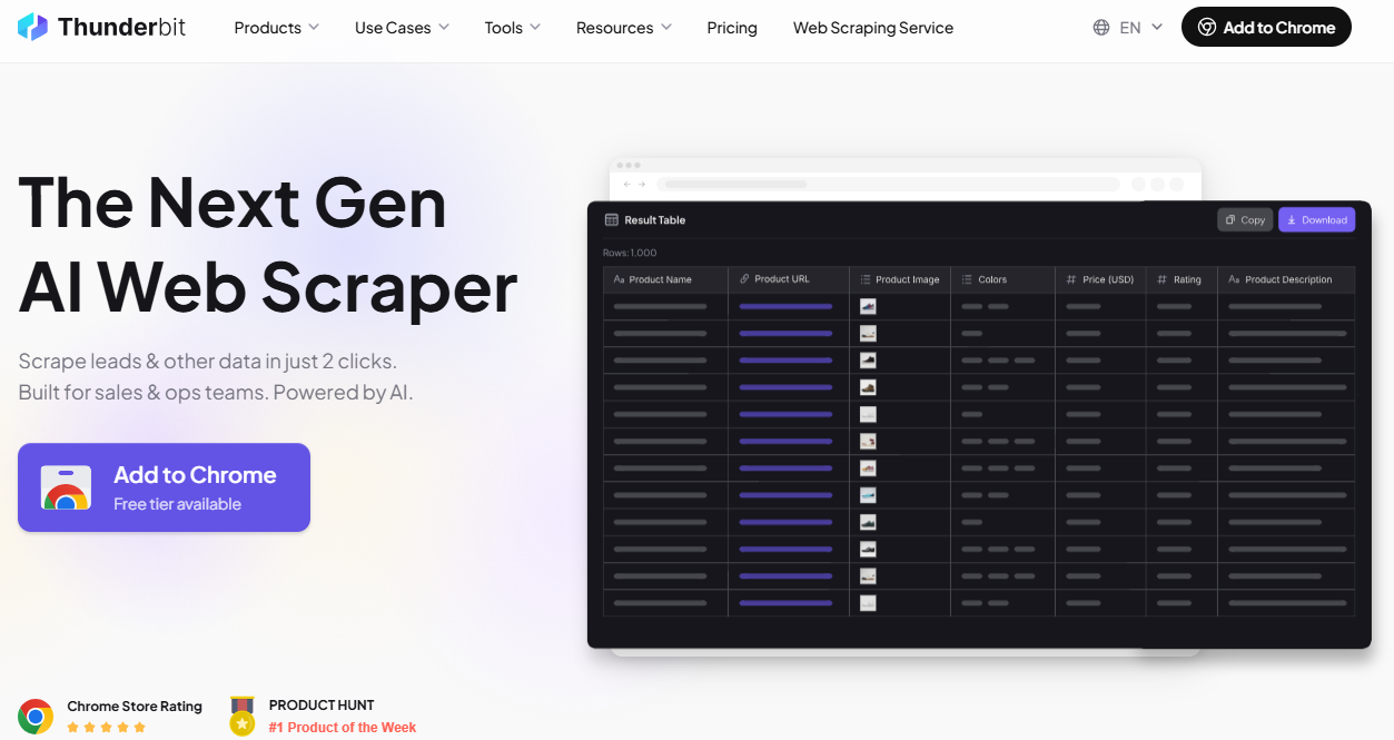 Illustration de Thunderbit sur la page du deal de Freelance Stack