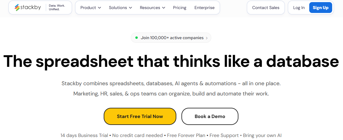Illustration de stackby sur la page du deal de Freelance Stack