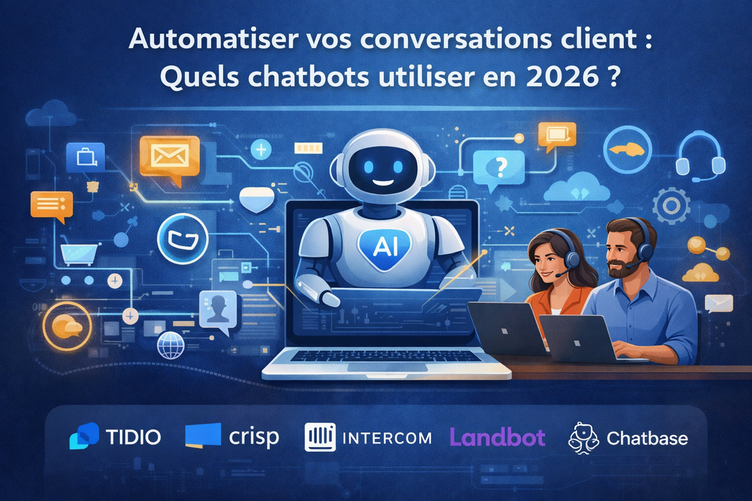 Visuel Automatiser vos conversations client : quels chatbots utiliser en 2026 ?