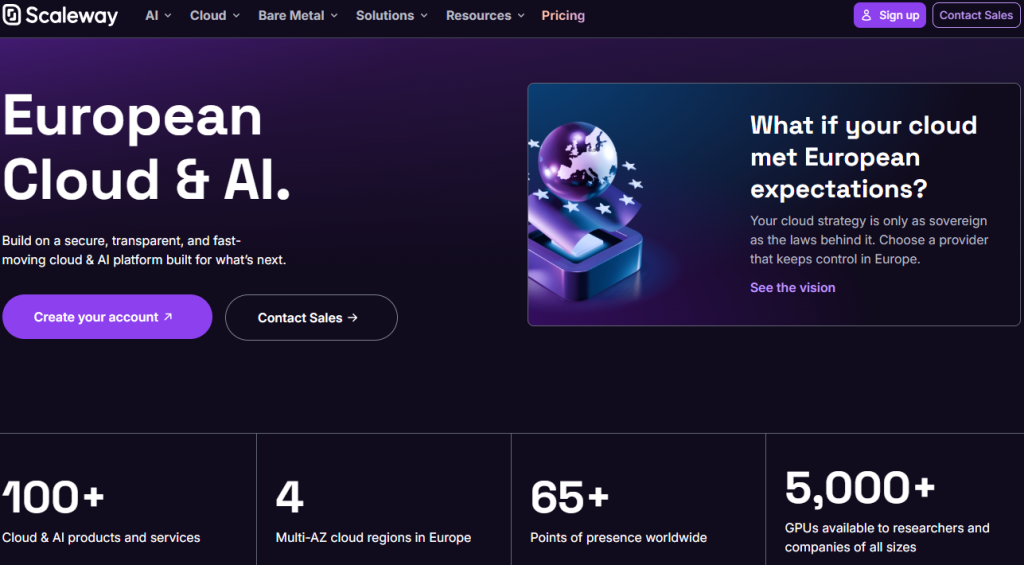 Illustration von Scaleway auf der Angebotsseite Freelance Stack